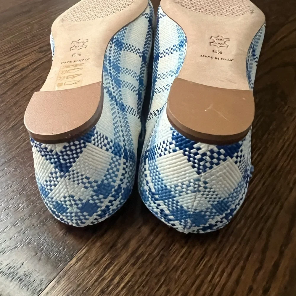 Tory Burch Blue and Cream Espadrilles